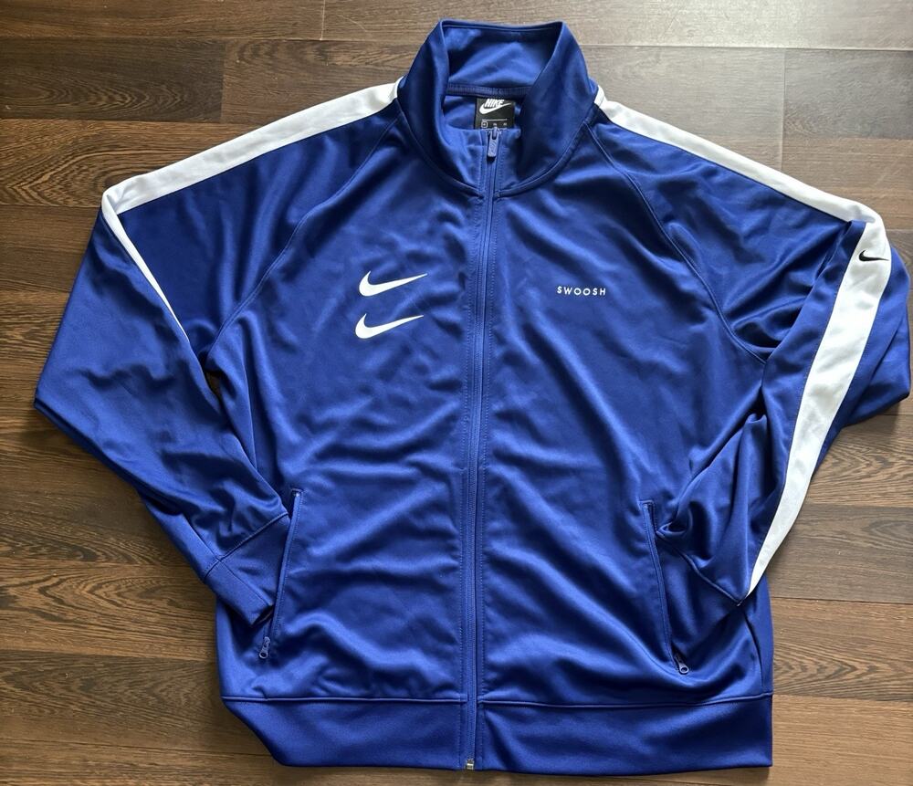 Nike Jacket Mens Small Track Double Swoosh Full Zip Performance Mock Pockets XL